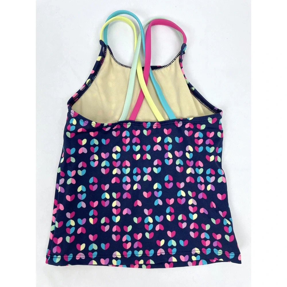 Lands' End Girl 6 Blue Hearts Swim Top Racerback Tankini